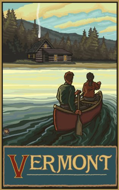 Northwest Art Mall Vermont Lake Canoers Unframed Poster Print by Paul A. Lanquist, 11-Inch by 17-Inch