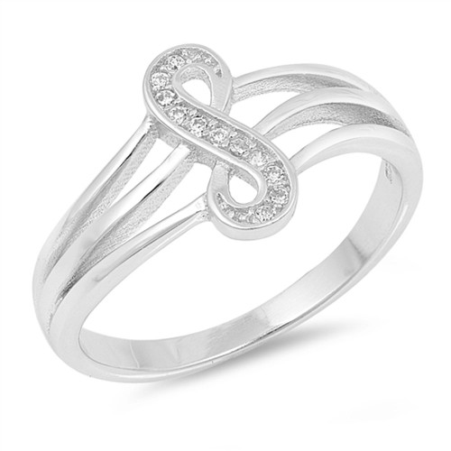 Clear CZ Infinity Knot Filigree Ring New .925 Sterling Silver Band Size 8