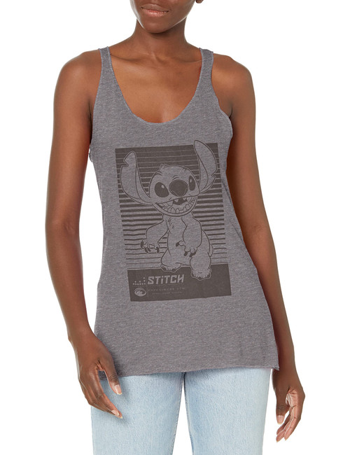 Disney Junior's Lilo Stitch Liner Tri-Blend Racerback Layering Tank, Gray Heather, Large