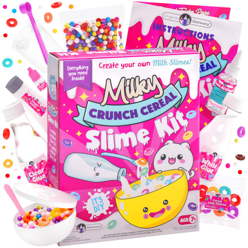 Original Stationery Milky Cereal Crunchy Slime Kit, Slime Cereal Kit to Make Really Crunchy Slime, Good Crunchy Slime & Slime for Girls, Fun Gift Idea