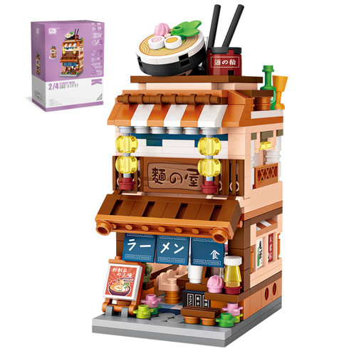 QIUXQIU Building Blocks Toys Japanese Street View Mini Bricks Model Set MOC Creative DIY Simulation Architecture Mini Particle Construction Building Toy (Mini Ramen Shop)