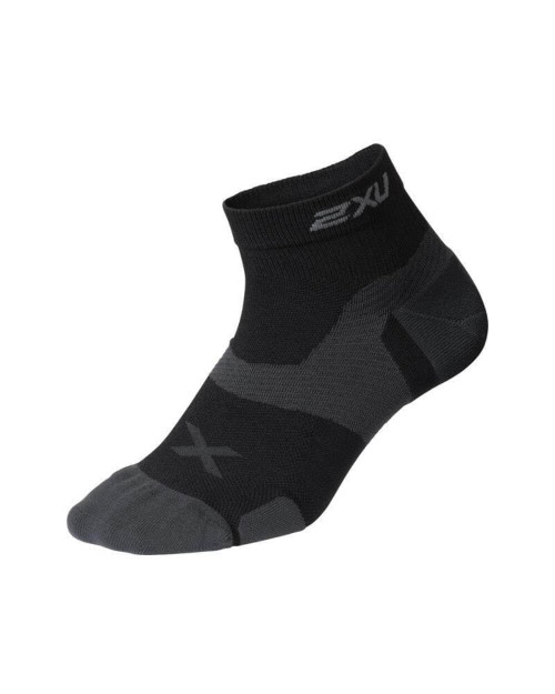 2XU Unisex Vectr Cushion 1/4 Crew Socks - Sports Performance Socks - Black/Titanium - Size Large