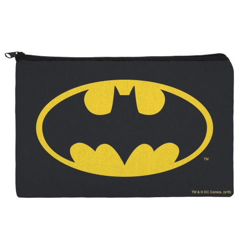 Batman Classic Bat Shield Logo Pencil Pen Organizer Zipper Pouch Case
