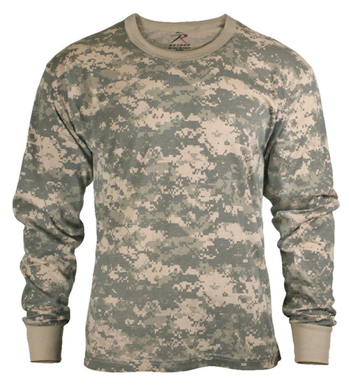 ACU Digital Camouflage Mens Army Digital Camo Long Sleeve T-shirt, Size Large