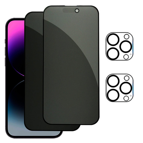 AKARMOVO 2 Pack Matte Privacy Screen Protector for iPhone 14 Pro Max + 2 Pack Camera Lens Protector, Anti-Spy Anti-Glare Full Coverage Scratch Resistant 9H Tempered Glass Film (6.7")