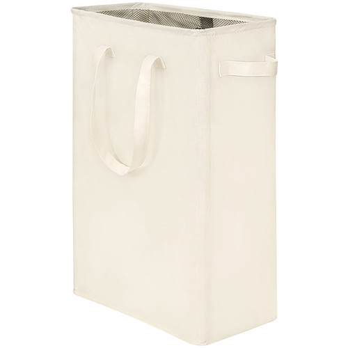 YIFAMIJOY 45L Slim Laundry Hamper, Collapsible Thin laundry Baskets with Handles, Narrow Dirty Clothes Hamper for Clothing Toys Organization Beige, 45L YIFAMIJOY 45L Slim Laundry Hamper, Collapsible Thin laundry Baskets with Handles, Narrow Dirty Clothes Hamper for Clothing Toys Organization Beige, 45L
