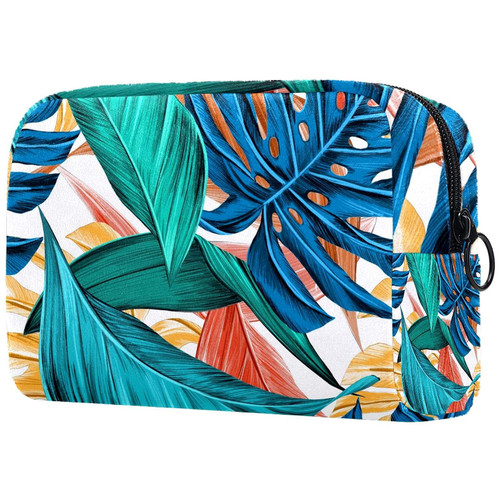 Travel Portable Cosmetic Bags For Women Men, Pretty Storage Bag Cosmetic Pouch With Zipper, Toiletry Bag Makeup Organizer Tropical Leaves Travel Portable Cosmetic Bags For Women Men, Pretty Storage Bag Cosmetic Pouch With Zipper, Toiletry Bag Makeup Organizer Tropical Leaves