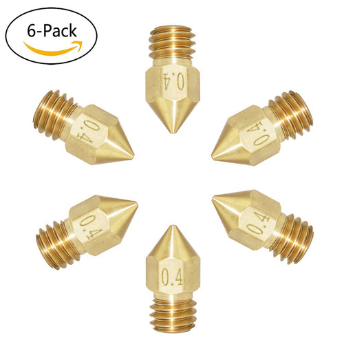Soosee 3D Printer Head?6 pcs 0.4mm Extruder Brass Nozzle Print Head for for MK8 Makerbot Reprap 3D Printers