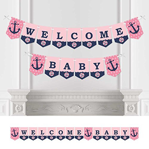 Big Dot of Happiness Ahoy - Nautical Girl - Baby Shower Bunting Banner - Anchor Party Decorations - Welcome Baby Big Dot of Happiness Ahoy - Nautical Girl - Baby Shower Bunting Banner - Anchor Party Decorations - Welcome Baby