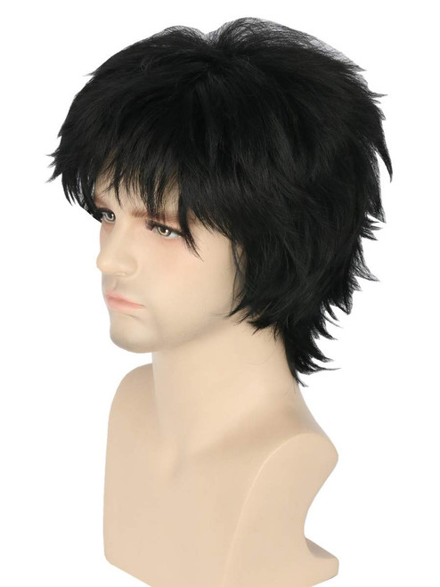 Topcosplay Unisex Anime Cosplay Wigs Balck Short Wig Layered Fluffy Halloween Costume Wig Topcosplay Unisex Anime Cosplay Wigs Balck Short Wig Layered Fluffy Halloween Costume Wig