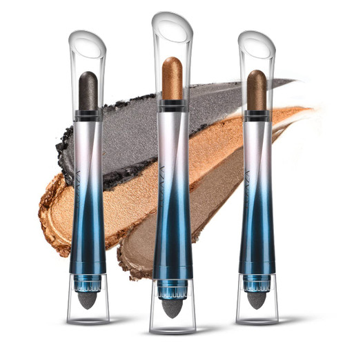 LUXAZA 24H Longwear Cream Eyeshadow Stick,3 PCS Metallic Brown Eyeshadow Pencil Crayon Eye Brightener Stick,Waterproof Eye Shadow Pencil Cruelty-free and Vegan Eye Makeup
