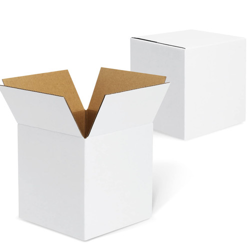 UCGOU 5x5x5 Inches Shipping Boxes 25 Pack White Corrugated Packing Mailing Kraft Cardboard Storage Cube Small Mailers