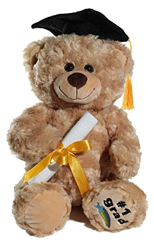 Calplush Fuzzy Beige Graduation #1 Grad Bear Plush - 11"