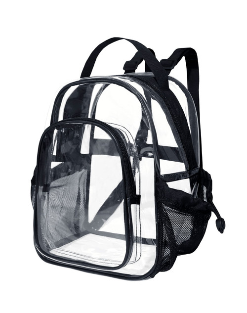 Fmeida Small Clear Backpack Stadium Approved Heavy Duty Clear Mini Backpack Transparent PVC See Through Bags for Concert Work Sport Games Concerts Security Travel