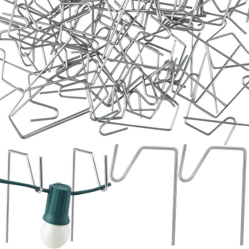 Liengoron 240PCS Gutter Hooks for Christmas Lights Hanger Gutter Grid Hooks Metal Wire Hooks for Mesh Leaf Guard Metal Hangers Silver Hanging Gutter Grid Hooks for Christmas Outside Lights