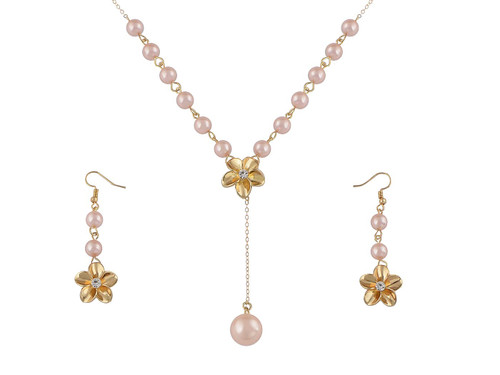 Alilang Golden Tone Clear Crystal Rhinestone Faux Pearls Flower Pendant Necklace Dangle Earrings Set Alilang Golden Tone Clear Crystal Rhinestone Faux Pearls Flower Pendant Necklace Dangle Earrings Set