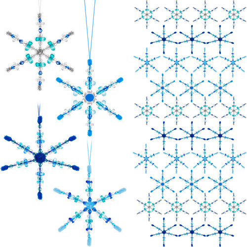 1553 Pcs Christmas Ornament Kits to Make 35 Beaded Snowflake Ornament Craft Kit Christmas Crafts for Kids Adults DIY Beaded Snowflakes for Crafts Holiday Crafts