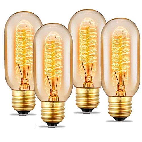 Culver T45 60W Vintage Antique, Warm White, E26 Edison Tubular Style Bulb, Amber Glass, 110-130 Volts, Filament Light Bulbs for Home Light Fixtures Decorative, Dimmable Accor Lamp (60W-10 PCS)