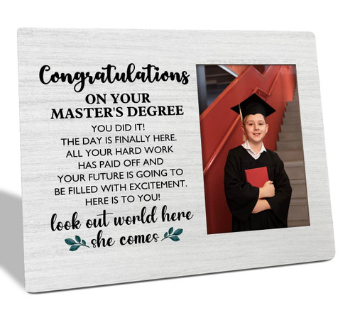 Master Degree Graduation Gifts Picture Frame, Tabletop Picture Frame Plaque Gift, Rustic Picture Frame Desk Sign, Graduation Party Decoration, Congrats Gift for Master Degree Graduates, Master Degree Gifts
