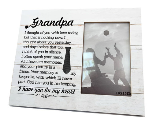 Grandpa Memorial Picture Frames, 4X6 Rustic Wooden Picture Frame, Record Photo Frame, Memorial Gifts for Loss of Grandfather, Sympathy Bereavement Gifts for Papa Loss, In Loving Memory of Grandpa