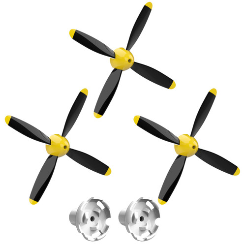 LEAMBE 3 Sets of 4-Blade Propeller Spare RC Plane Propellers Compatible with P51 Mustang & P40 Warhawk Remote Control Airplane Nose Cone