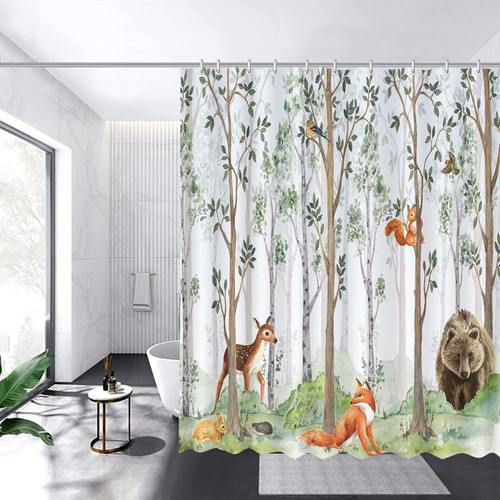 AIBIIN Rustic Forest Shower Curtain Wild Animal Shower Curtain for Bathroom Rustic Lodge Forest Cabin Home Bathtubs Bathroom Decor Minimalist Art Decorative Fabric Bath Curtain 72x72 in