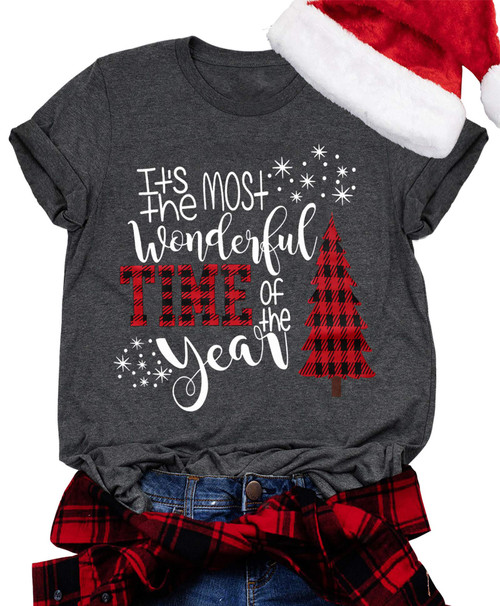 Merry Christmas Shirts for Women Xmas Buffalo Plaid Tree Shirt Top Short Sleeve Casual Graphic Print T Shirt Dark Grey Merry Christmas Shirts for Women Xmas Buffalo Plaid Tree Shirt Top Short Sleeve Casual Graphic Print T Shirt Dark Grey