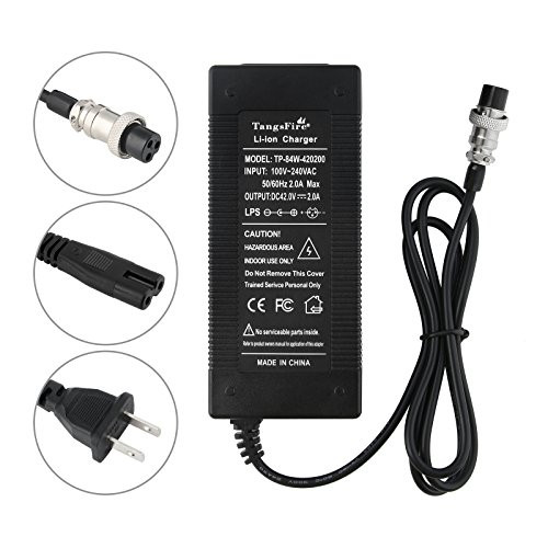 36V Charger Output 42v 2A Charger For Ebike Battery 3-Prong Inline 12mm / 0.41inch Connector