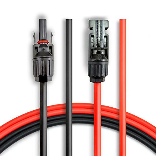 BougeRV 10 Feet 10AWG Solar Extension Cable with MC4 Female and Male Connector Solar Panel Adaptor Kit Tool (10FT Red + 10FT Black)