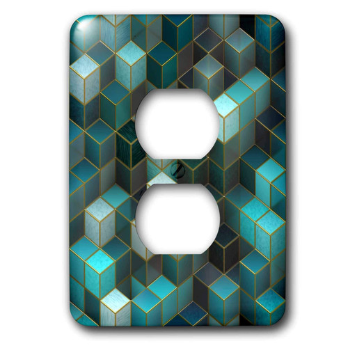 3dRose lsp_336304_6 Light Switch Cover, Cube Design in Teal and Green