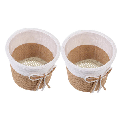 Yardwe 8 Pcs Flower Basket Woven Rattan Planter Flower Pots for Indoor Plants Plant Pot Basket Seagrass Plant Basket Flower Container Woven Planter Basket Flower Bucket Flowers Paper Rope