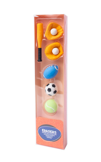 ERIK GOM008 Set of 5 BORRAR Sports 2 Erasers, Multicoloured