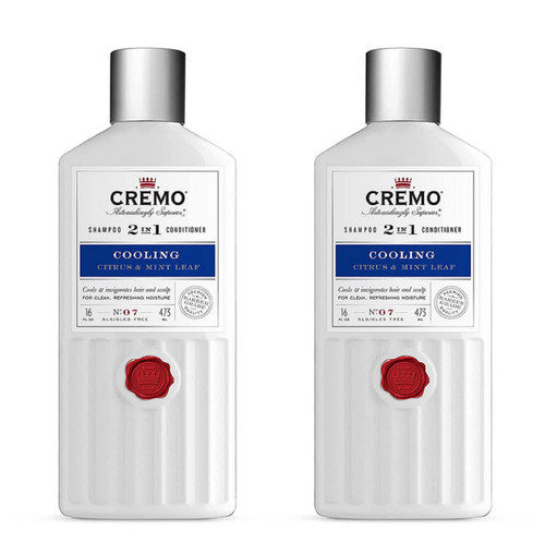 Cremo Barber Grade Cooling Citrus & Mint Leaf 2-in-1 Shampoo & Conditioner, 16 Fl Oz (2-Pack) Cremo Barber Grade Cooling Citrus & Mint Leaf 2-in-1 Shampoo & Conditioner, 16 Fl Oz (2-Pack)