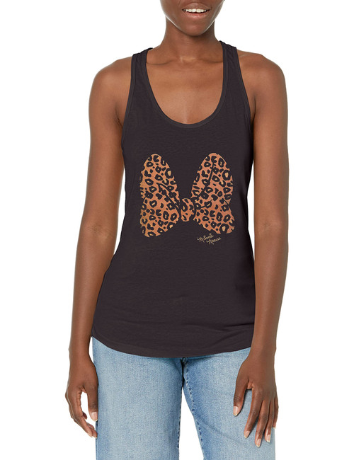 Disney Junior's Characters Animal Print Bow Slim Fit, Scoop Hem Racerback Tank, Black, Large Disney Junior's Characters Animal Print Bow Slim Fit, Scoop Hem Racerback Tank, Black, Large
