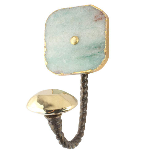Indian Shelf Hooks for Hanging Keys | Green Mount Coat Hooks | Stone Coat Hanger Wall Mounted | Square Single Wall Hooks | Kids Wall Hooks for Hanging [12.70 cm]