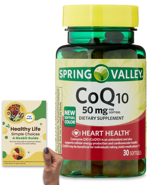 Spring Valley CoQ10 Dietary Supplement, 50mg, 30 Softgels - Antioxidant, Heart, Cardiovascular Support & Energy Production - Bundle with 'Healthy Life, Simple Choices' Guide (2 Items) Spring Valley CoQ10 Dietary Supplement, 50mg, 30 Softgels - Antioxidant, Heart, Cardiovascular Support & Energy Production - Bundle with 'Healthy Life, Simple Choices' Guide (2 Items)