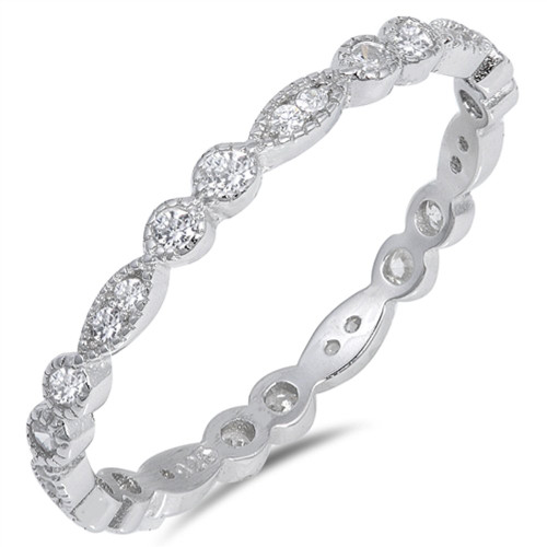Eternity Stackable Clear CZ Wedding Ring New 925 Sterling Silver Band Size 11