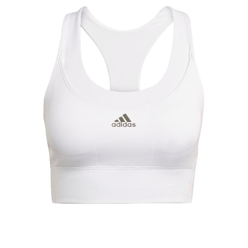 adidas Women's Running Medium Support Pocket Bra, White/Black Reflective, X-Large A-C