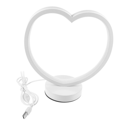 DOITOOL Night Light Night Table lamp Modern Bedside Light Bedside Table lamp nightstand lamp Heart Bedside lamp Heart Desk lamp nightlight for Kids Child Plastic Girl White Bedroom Lights