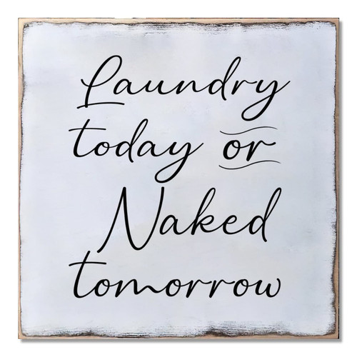 Alioyoit Rustic Wood Sign Laundry Decor Sign Laundry Today Vintage Distressed Look Wooden Sign Wall Hanging Art Plaque Home Decor for Laundry Room Farmhouse Funny Laundry Decoration