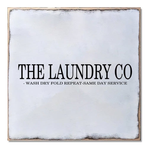 Alioyoit Wood Hanging Plaque Wooden Pallet Sign The Laundry Co Sign Rustic Wood Sign with Saying Vintage Wall Hanging Art Wall Sign Home Decor for Farmhouse Laundry Room Decor