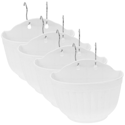 Yardenfun 4 Sets Wall Mounted Plant Pot Outdoor Plants Indoor Plant Pots Wall Planters Wall Hanging Planter Indoor Plants Flower Pots Wall Flower Pot White Resin Flower Stand Green Plants