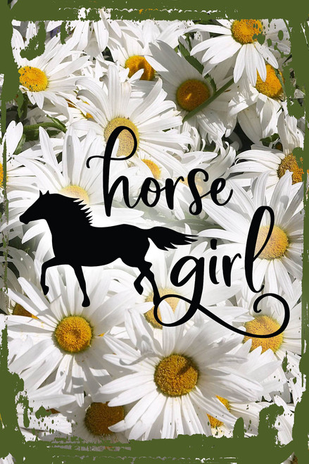 Daisy Flower Wall Art Horse girl cursive silhouette rider stable barn cowgirl Hanging Wall Sign 8 x 12 Decor Funny Gift
