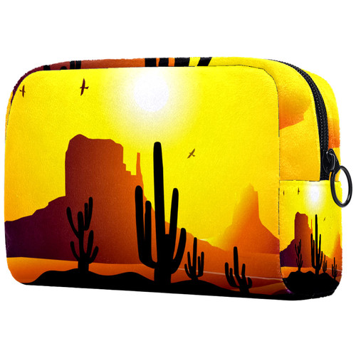 Toiletry Bag Cosmetic Travel Makeup Organizer Wash Bag Pouch with Zipper Sunset On Monument Valley for Travel Accessories Essentials