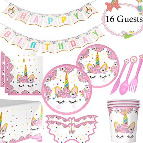 Unicorn Party Supplies Set-Serves 16 Unicorn Party Decoration Kit For Girls Birthday Plates Cups Napkins Table Cover Banner Tableware Decors Kids Party Supplies Unicorn Party Supplies Set-Serves 16 Unicorn Party Decoration Kit For Girls Birthday Plates Cups Napkins Table Cover Banner Tableware Decors Kids Party Supplies