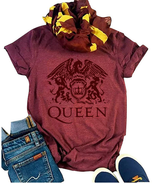 Women Vintage Rock Band T Shirt Fashion Rock Music Graphic Tees Shirt Summer Short Sleeve Casual Tees for Rock Lovers (M, Red)