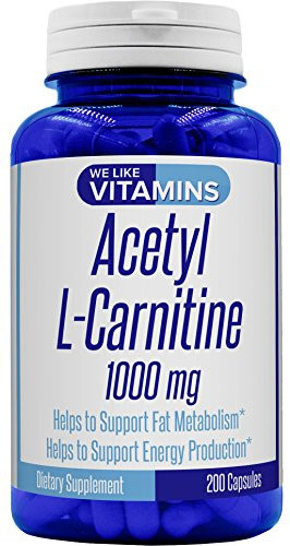 Acetyl L-Carnitine 1000mg 200 Capsules - 100 Day Supply - Best Value Acetyl l carnitine supplement