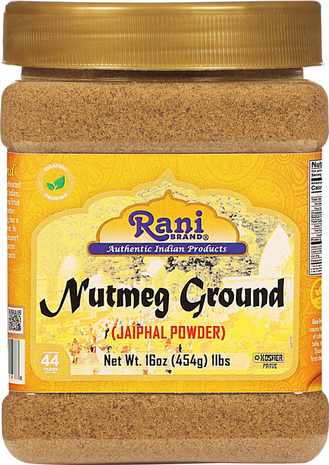 Rani Nutmeg (Jaiphul) Ground Powder Spice 16oz (1lb) 454g PET Jar ~ All Natural | Vegan | Gluten Friendly | NON-GMO | Kosher | Indian Origin Rani Nutmeg (Jaiphul) Ground Powder Spice 16oz (1lb) 454g PET Jar ~ All Natural | Vegan | Gluten Friendly | NON-GMO | Kosher | Indian Origin
