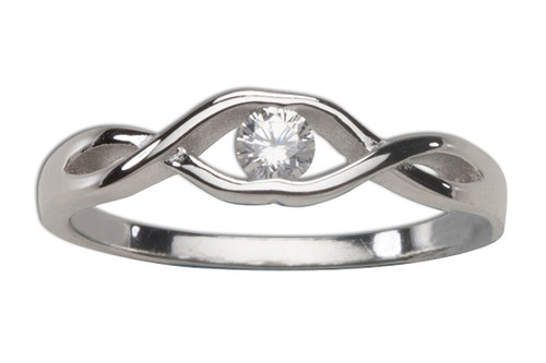 Sterling Silver Dainty Baby Ring with April CZ Simulated Birthstone (Size 4)