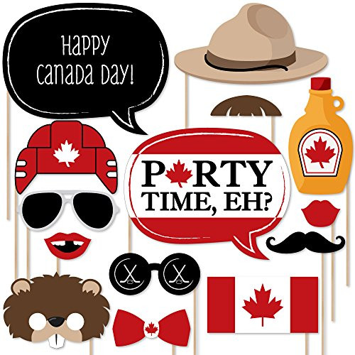 Big Dot of Happiness Canada Day - Photo Booth Props Kit - 20 Count